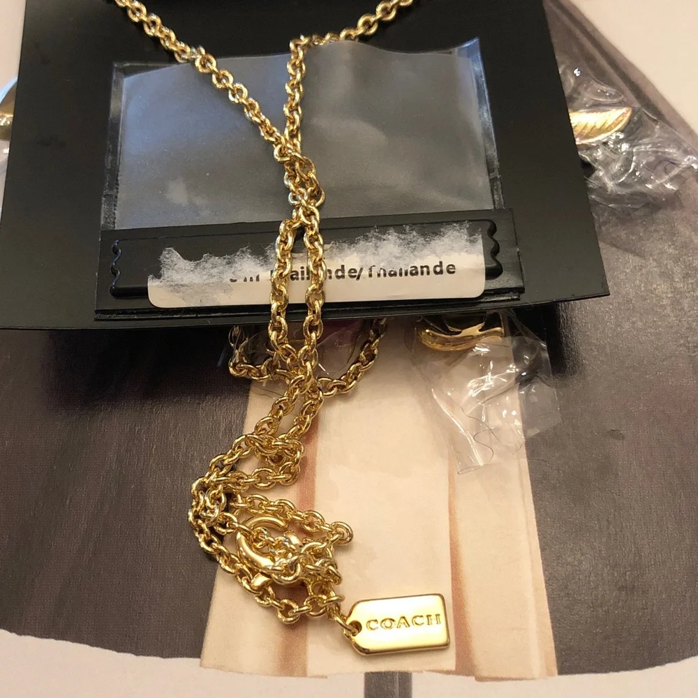 Authentic New on card COACH Gold-Tone Multi-Color Charm Necklace